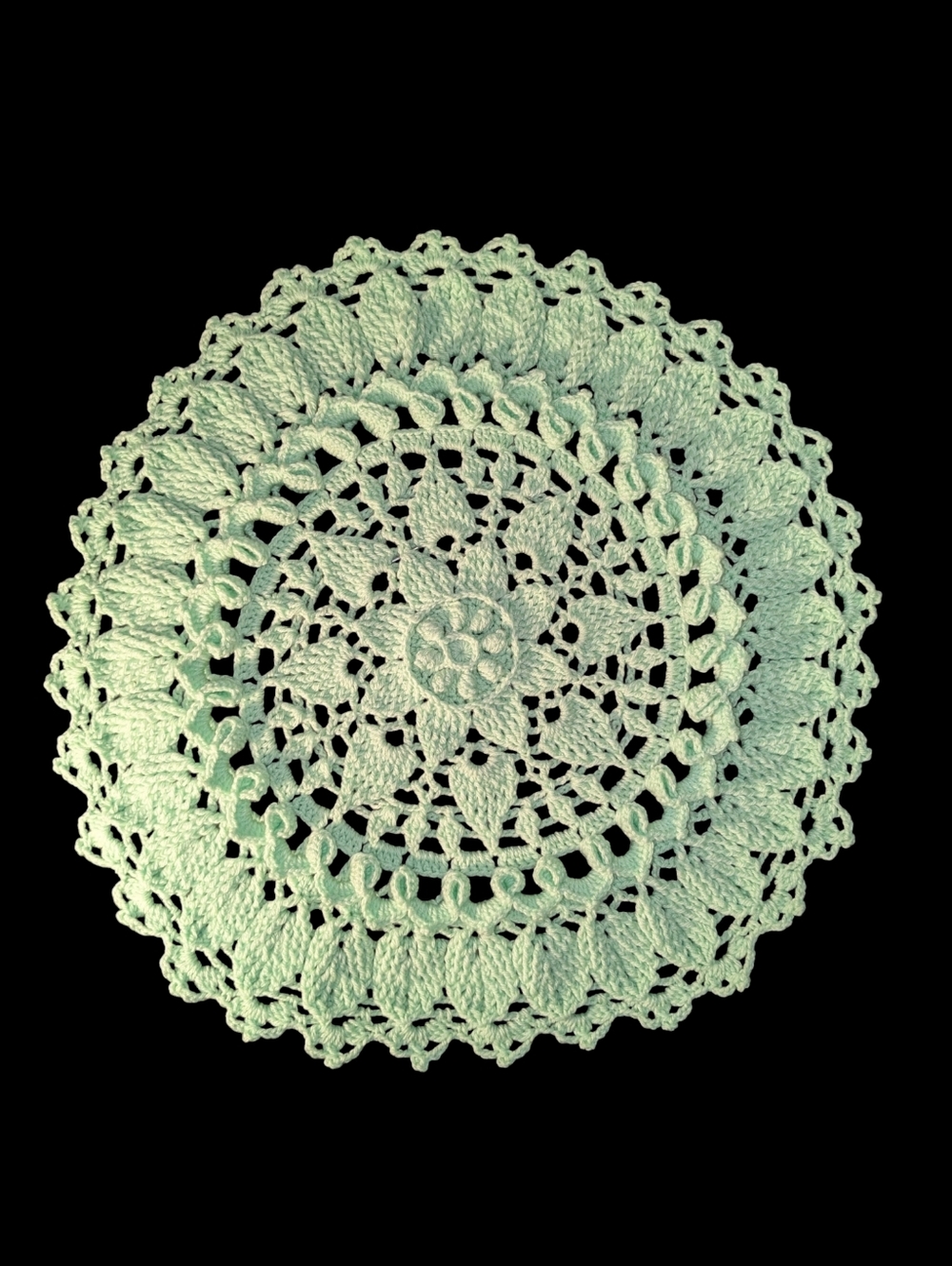 Mint Green Doily Acrylic 4 Ply  Handcrafted Crochet